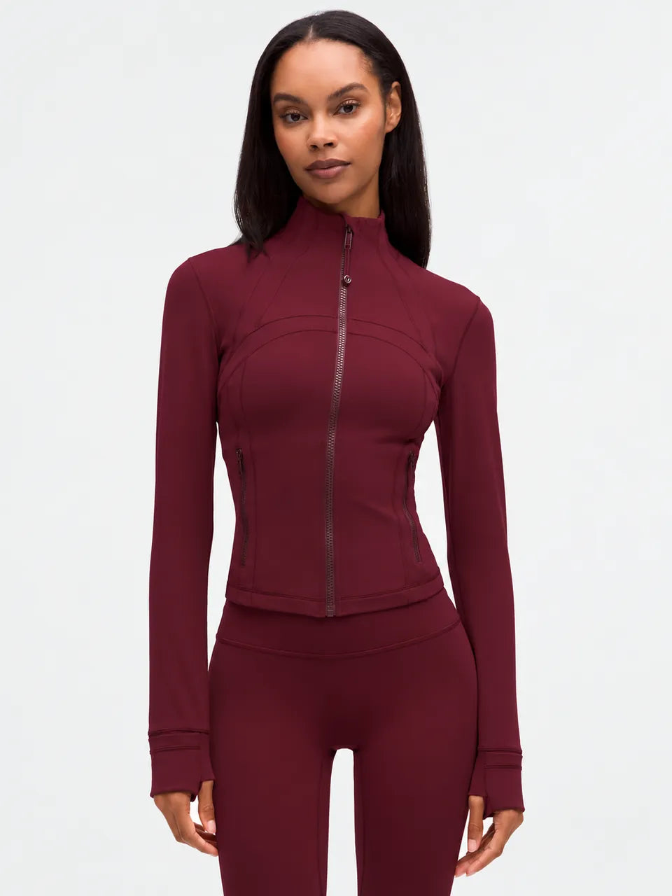 The Sculpt Zip Jacket in Burgundy